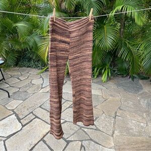 Volcom Fantasy Time Brown and Tan Ribbed Knit Flare Pants